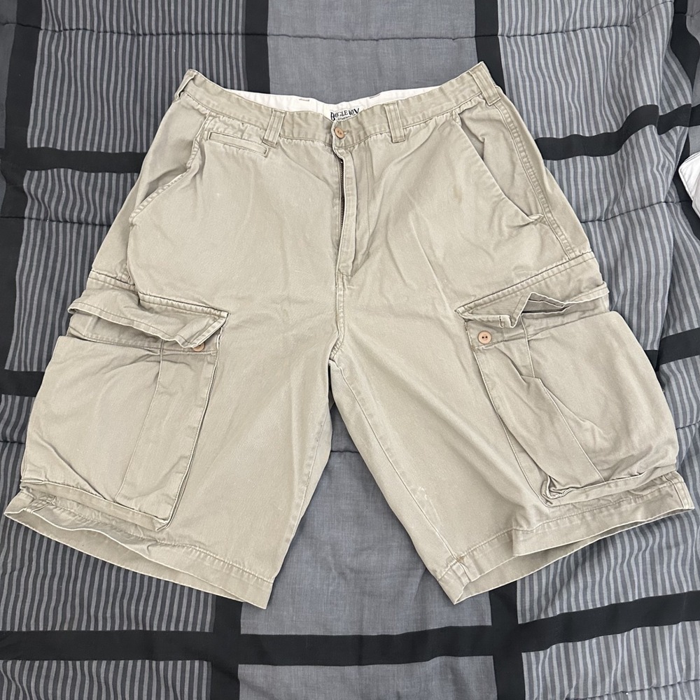 Vintage Bugle Boy‎ Canvas Cargo Shorts Mens Sz 36 Beige 100% Cotton